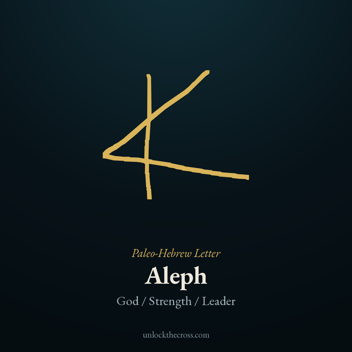 Aleph — the ancient Paleo-Hebrew letter (modern Hebrew א), meaning God / Strength / Leader