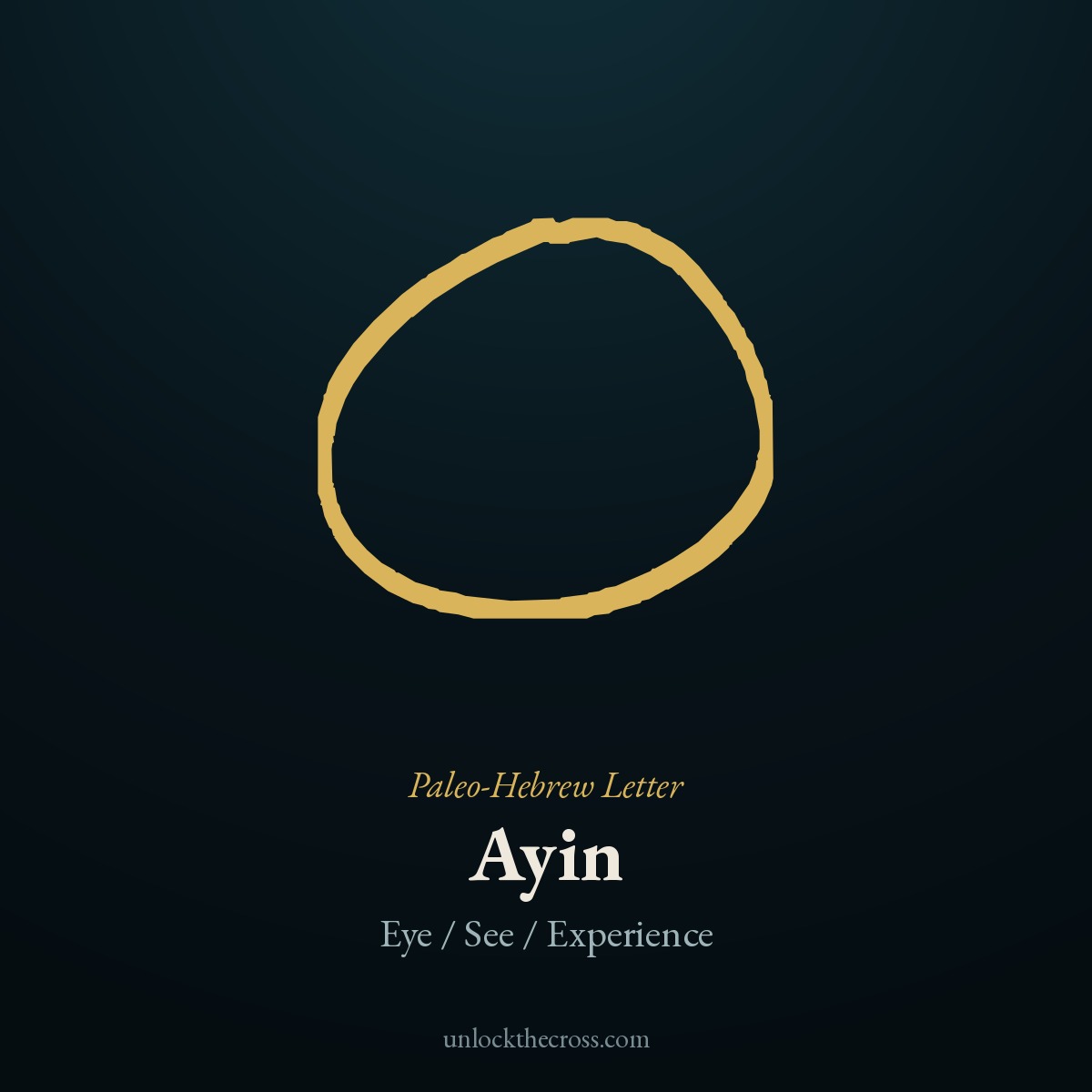 Ayin — the ancient Paleo-Hebrew letter (modern Hebrew ע), meaning Eye / See / Experience