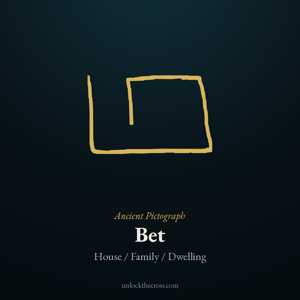 Bet pictograph — a house or tent, the original picture behind the Hebrew letter, meaning House / Family / Dwelling