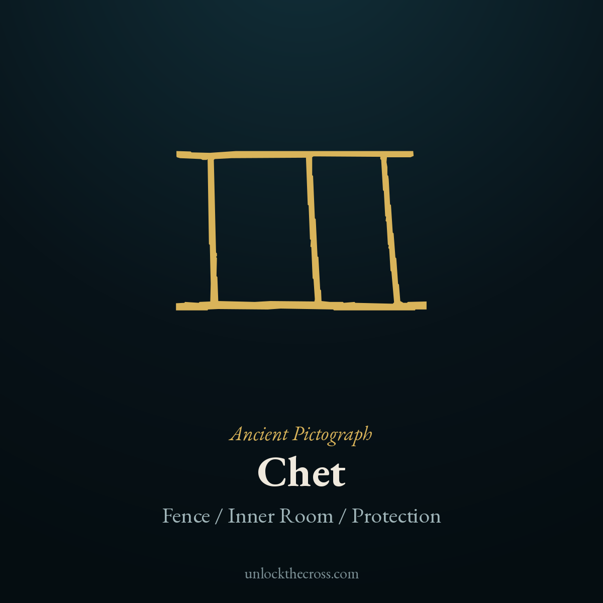 Chet pictograph — a fence or wall, the original picture behind the Hebrew letter, meaning Fence / Inner Room / Protection