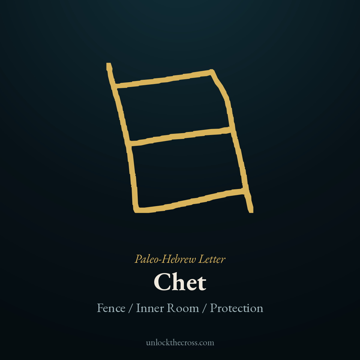 Chet — the ancient Paleo-Hebrew letter (modern Hebrew ח), meaning Fence / Inner Room / Protection