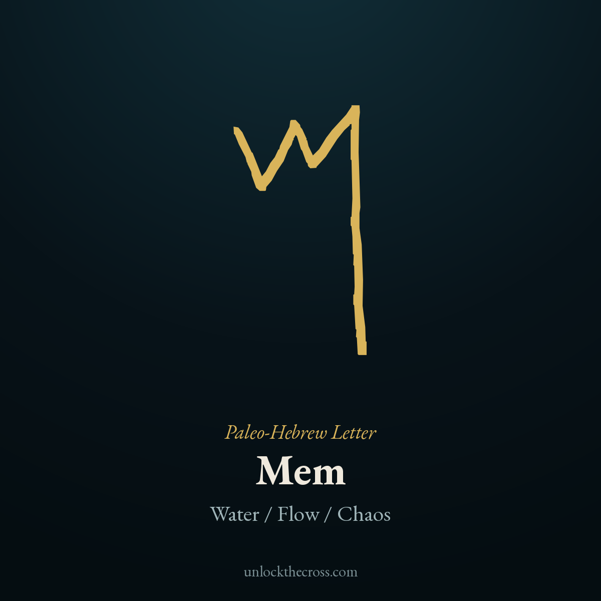 Mem — the ancient Paleo-Hebrew letter (modern Hebrew מ), meaning Water / Flow / Chaos