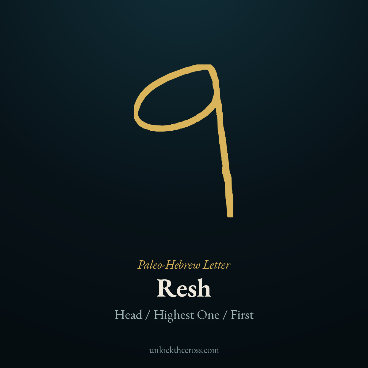 Paleo-Hebrew letter Resh — Head / Highest One / First
