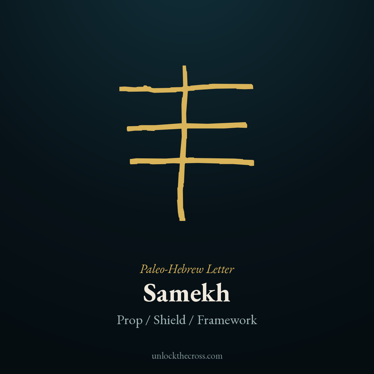Samekh — the ancient Paleo-Hebrew letter (modern Hebrew ס), meaning Prop / Shield / Framework