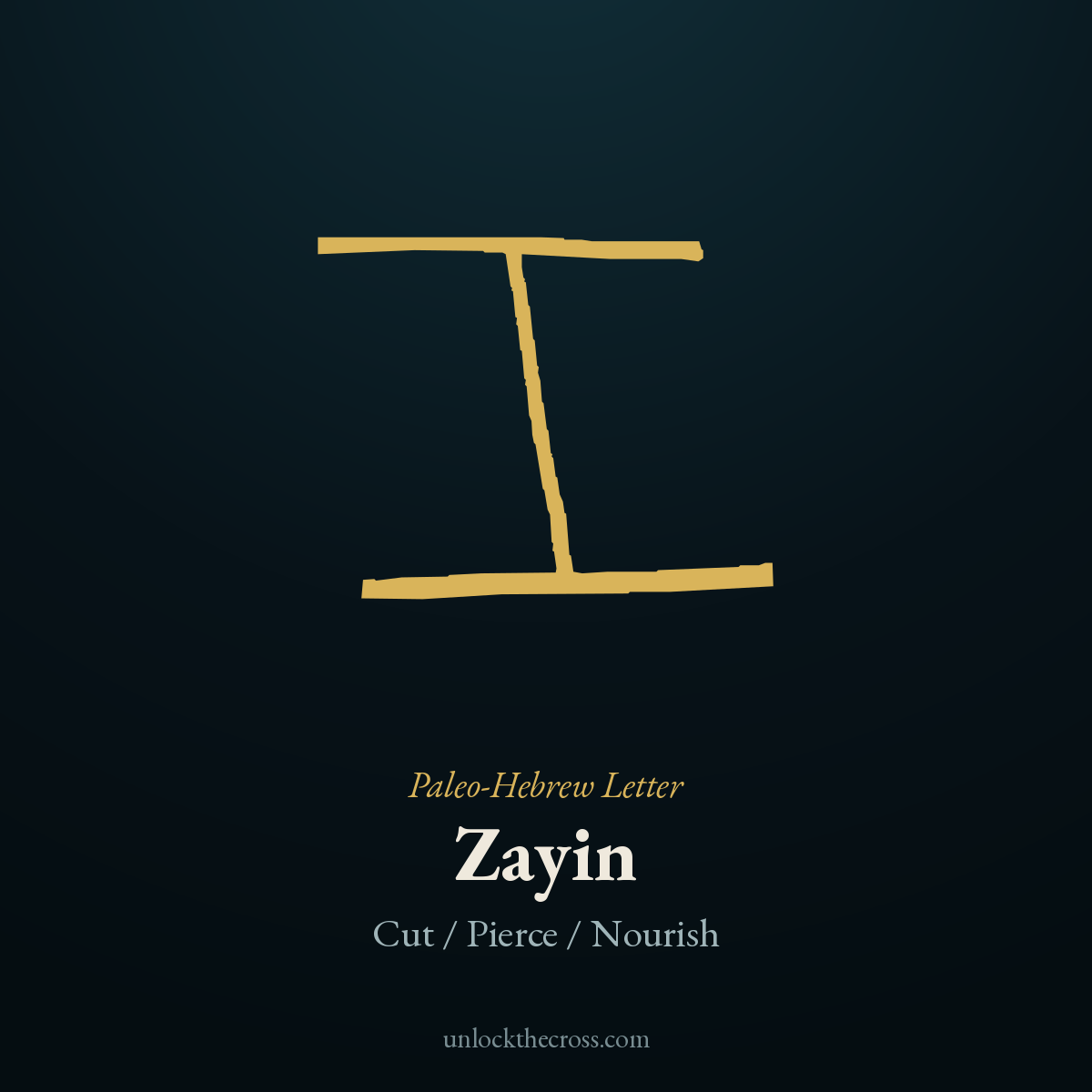 Paleo-Hebrew letter Zayin — Cut / Pierce / Nourish